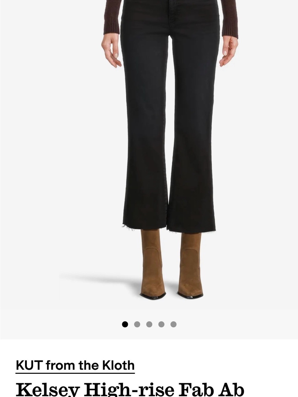 KUT from the Kloth Black High-Rise Ankle Flare Raw Hem Jeans
